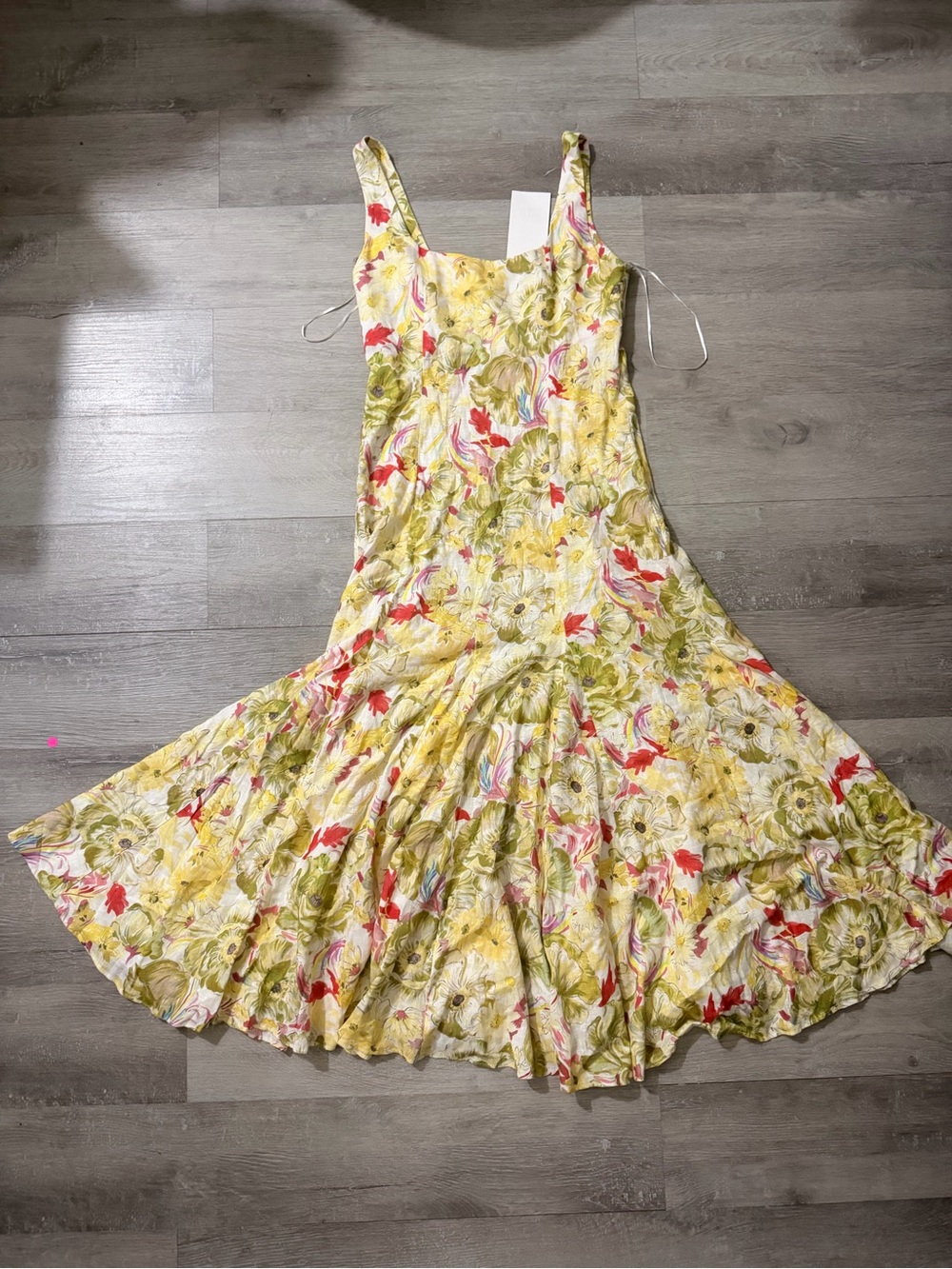 Desigual Yellow Floral Midi Dress with Red Accents - Picture 9 of 9